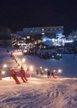 Torchlight descent & fireworks