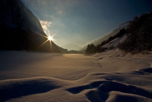 Montriond Lake in winter