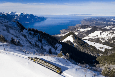 Les Rochers-de-Naye, 2,042 meters above sea level, accessible by cog railway from Montreux on the shores of Lake Geneva.