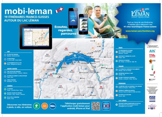 19 itinéraires franco-suisses autour du lac Léman à découvrir avec l'application mobi-leman.